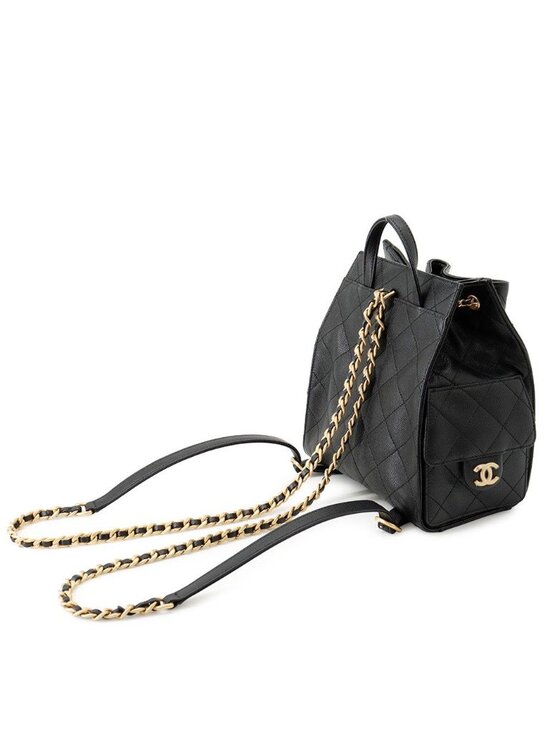 Chanel Backpack 25 Quilted CC Logo Caviar Leather Black main image 4